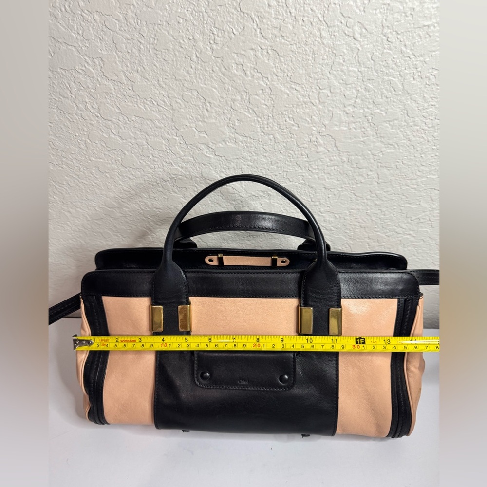 Chloe Alice Satchel Hand Bag Leather 2way Black Pink - Picture 4 of 14